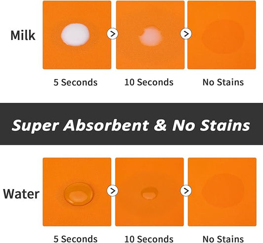 Dog Food Mat - Absorbent Cat Mat for Food and Water, No Stains Pet Feeding Bowl Mat, Easy to Clean Pet Placemats, Quick Dry Dog Water Dispenser Mat for Messy Drinkers | Orange 18"x34"