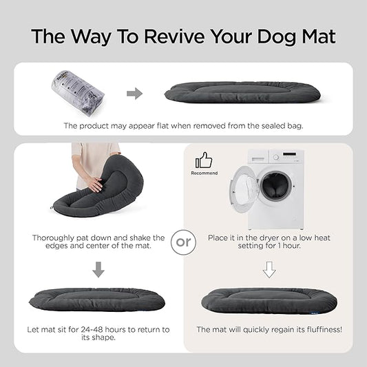 Bedsure Washable Dog Crate Pad for Small Dogs, Anti-Slip Puppy Kennel Dog Bed for Crate - Ultra Soft Fleece Flat Thin Pet Mat (Not Chew Proof), Grey 23"x17"