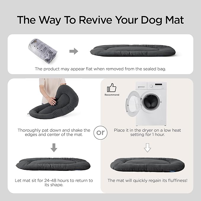 Bedsure Washable Dog Crate Pad for Medium Dogs, Anti-Slip Puppy Kennel Dog Bed for Crate - Ultra Soft Fleece Flat Thin Pet Mat (Not Chew Proof), Grey 29"x18"