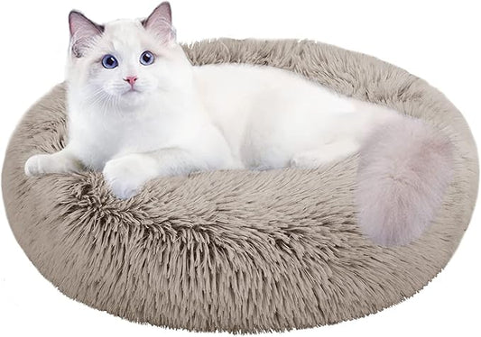 Cat Beds for Indoor Cats,20 Inch Dog Bed for Small Melium Large Dogs, Washable-Round Pet Bed for Puppy and Kitten with Slip-Resistant Bottom