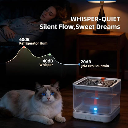 Wireless Cat Water Fountain,Cat Water Fountain 3L/101oz Large Capacity Battery Operated Pet Water Fountain Indoor with Motion Sensor for Cats Dogs BPA-Free