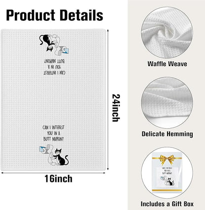 Cat Hand Towel, Funny Bathroom Kitchen Towels, Waffle Weave Microfiber Dish Cloth, Gift for Cat Lovers, Cute Kitty Tea Towel for Home