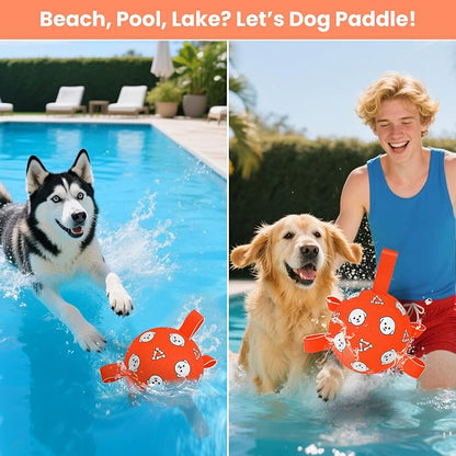 Dog Soccer Ball with Straps, Soccer Ball for Dogs, Outdoor Dog Toys, Dog Birthday Gift for Medium Large Dogs, 8 Inch