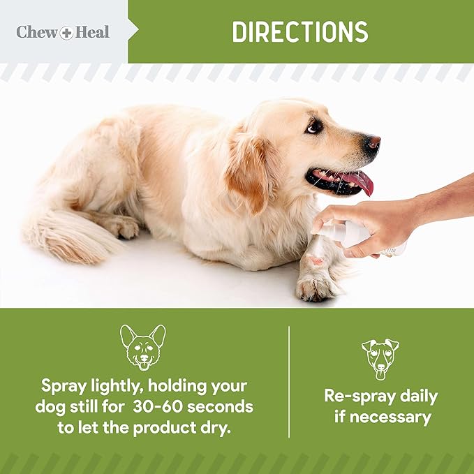 Chew + Heal Labs Pet Liquid Bandage for Dogs - 8 oz Spray with Aloe - Wound Care for Dogs Including Cuts, Scrapes, and Stitches - Breathable and Waterproof