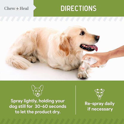 Chew + Heal Labs Pet Liquid Bandage for Dogs - 8 oz Spray with Aloe - Wound Care for Dogs Including Cuts, Scrapes, and Stitches - Breathable and Waterproof