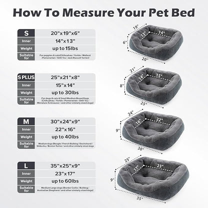 INVENHO Small Dog Bed for Small Dogs, Cat Beds for Indoor Cats Washable, Orthopedic Dog Bed, Warming Soft Calming Sleeping Puppy Bed Durable Pet Bed with Anti-Slip Bottom S(20"x19"x6") (Pack of 2)