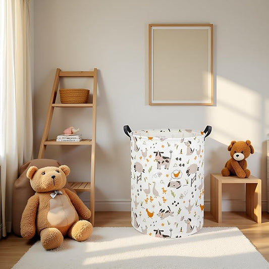 Baby Laundry Basket Kids Hamper Toy Storage Bin for Boys Room Decor Baby Nursery Hamper Gift Baskets for Bedroom Bathroom(Farm)