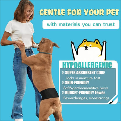 LeapSheep Dog Diaper Liners Pee Pads for Male and Female Dogs, Dog Period Pads, Super Soft Absorbtion Dog Booster Pads Fits Belly Bands, Wraps and Washable Doggy Diapers Female (M, 20)