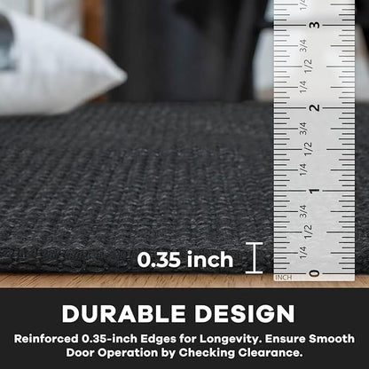 KOZYFLY Runners for Hallways 2x5 ft Washable Kitchen Runner Non Slip Rubber Backed Hall Runners Cotton Entryway Runner Rugs Floor Carpet for Indoor Backdoor Bedroom Kitchen, Black/Dark Grey