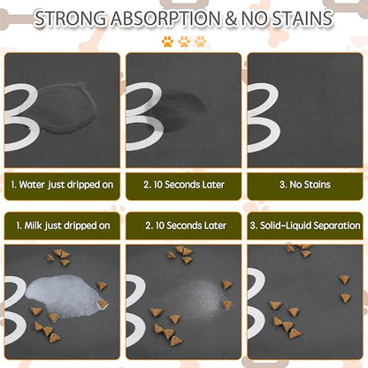 Dog Food Mat, Largest Absorbent Dog Mat for Food and Water, Non Skid Cat Bowl Mat, No Stains Quick Dry Pet Water Dispenser for Messy Drinkers (40"x32")