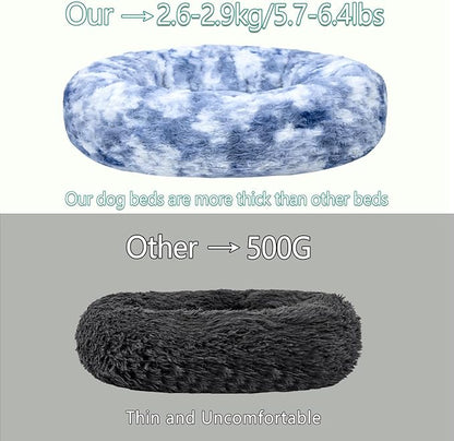 Calming Dog Bed for Big Dogs, 39'' Round Anti-Anxiety Warm Fluffy Plush Faux Fur Bed, Soft Anti-Slip Donut Washable Big Pet Bed, Cozy Big Dogs Bed, Fits up to 100 lbs Pets