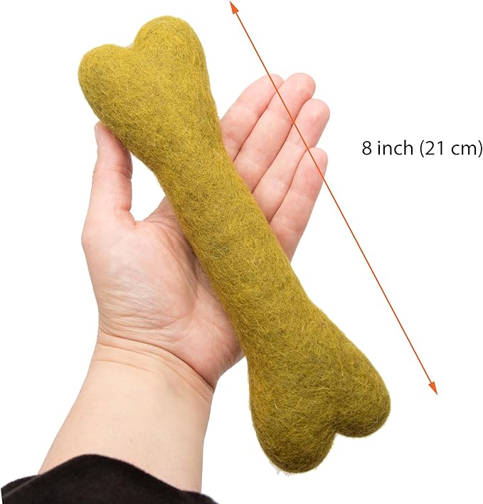 Glaciart One Felted Wool Dog Chew Bone (3 Pcs)| Durable for Puppy Chew for Teething & Dog Teeth Cleaning | Pet Toys Fetch Games & for Anxiety/Boredom | Great for Small or Medium