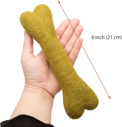 Glaciart One Felted Wool Dog Chew Bone (3 Pcs)| Durable for Puppy Chew for Teething & Dog Teeth Cleaning | Pet Toys Fetch Games & for Anxiety/Boredom | Great for Small or Medium