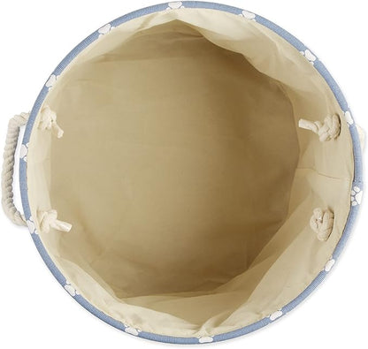 Bone Dry Pet Storage Paw and Bone, Trellis Collection, Large Round, 15x18x18, Stonewash Blue