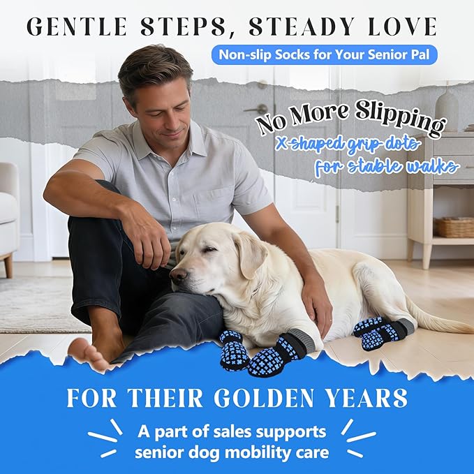 Non-Slip Dog Socks for Hardwood Floors Anti Slip Double-Sided Grippy Socks for Senior Dogs to Prevent Licking Paws, Scratching & Hot Pavement Premium Dog Paw Protector with Grippers Black XL