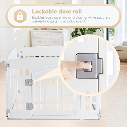 Simple Deluxe 24" 4-Panel Dog Playpen, Durable Pet Playpen with Secure Locking Door for Puppies & Small/Medium Dogs, Portable & Foldable Pet Fence, White