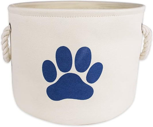 Bone Dry Pet Storage Collection Collapsible Bin, Small Round, Off-White