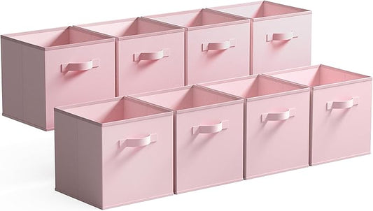 GRANNY SAYS Cube Storage Bins - 13x13 Cubby Organizer with Handle, Collapsible Storage Baskets for Shelves, Pink, 8-Pack