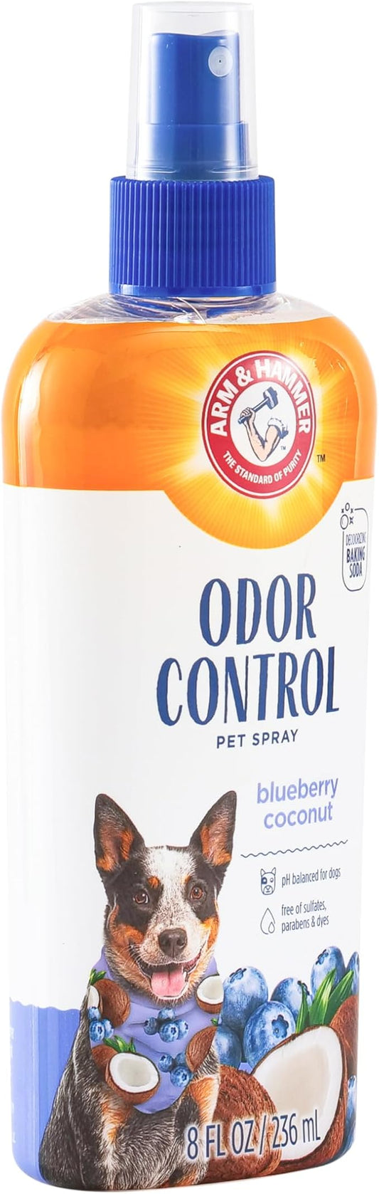 Arm & Hammer for Pets Odor Control Spray for Dogs, Blueberry Coconut, Odor Eliminating Dog Spray, Dog Deodorizer, 8 Fl Oz
