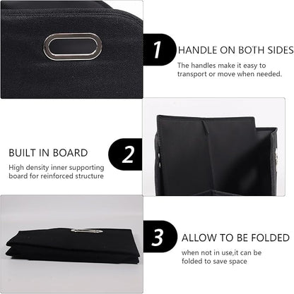 Geyecete Wooden Handle Soft Felt Storage Bin Organizer - Decorative Rectangular Pet Supplies Storage Basket/Bin - Black