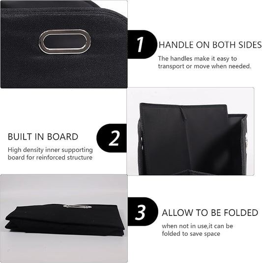 Geyecete Wooden Handle Soft Felt Storage Bin Organizer - Decorative Rectangular Pet Supplies Storage Basket/Bin - Black