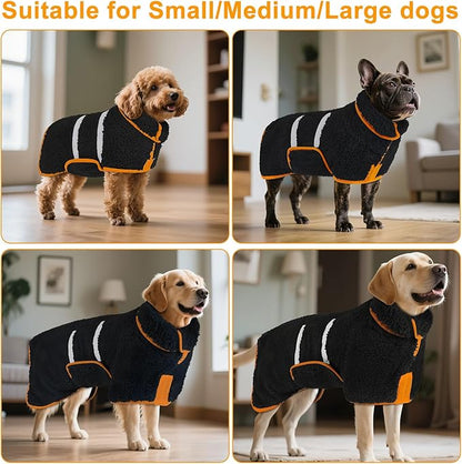 Bienbee Dog Bathrobe, Quick Drying Super Absorbent Dog Robes for After Bath, Warm Keeping Dogs Towel, Dogs Bath Supplies, Black XL