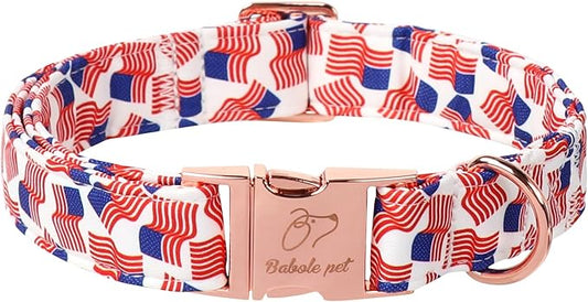 American Flag Dog Collar - 4th of July Dog Dog Collars for Giant Large Dogs, Adjustable Independence Day Metal Buckle Patriotic Dog Collar XL