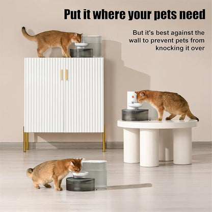 Smart Pet Water Fountain, Automatic Water Dispenser for Small Dogs & Cats - Wireless, Self-Filling Stainless Steel Water Bowl, Rechargeable, Noiseless, No Filter Required