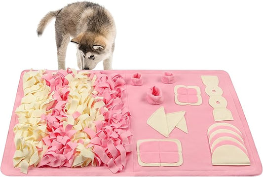 Snuffle Mat for Small Large Dogs (23.6" x 39.4") - Nosework Feeding, Easy to Fill, Machine Washable Training Mat, Pet Activity/Toy/Play, Great for Stress Release - M & Pink