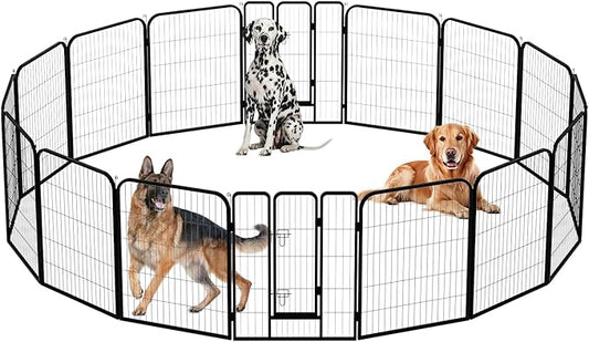 FDW Dog Playpen Dog Pen 16 Panels 40 Inch Hight Indoor Outdoor Folding Metal Portable Puppy Exercise Pen Heavy Duty Dog Fence for Yard Camping,Black