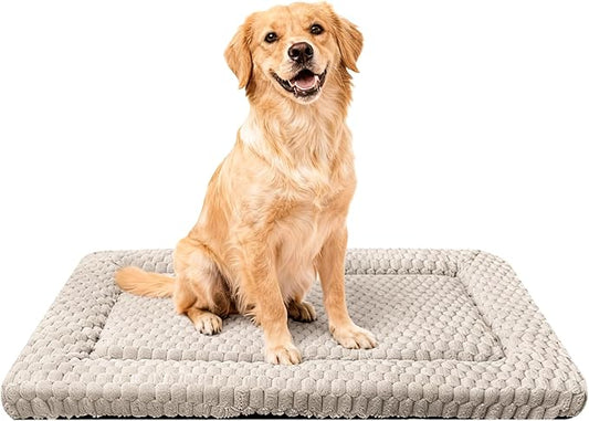 Dog Bed Mat,Reversible & Ultra Soft Kennel Pad-Machine Washable Pet Bed for Dogs & Cats-All-Weather Crate Liner for Crates,Carriers & Travel (Light Gray, 30" L x 20" W x 1.5" Th)
