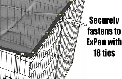 MidWest Homes for Pets Dog Exercise Pen Mesh Sunscreen Top for Dog Pens and Playpens, UV Resistant, Blocks Harmful Sun Rays, Hardware Included, Black, 540-SS