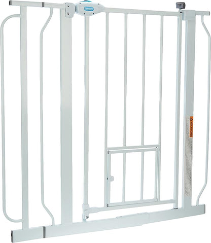Carlson 29.5–36.5” Extra Wide Dog Gate with Small Pet Door, Walk-Through Pressure Mounted Metal Indoor Pet Safety Gate, Tested and Trusted by Pet Parents, American Designed, American Owned