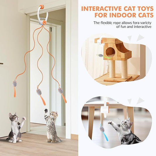 Wortade Interactive Cat Toys for Indoor Cats, Automatic Electric Flying Bird Feather Wand Toy, Rechargeable Electric Exercise Feather Toy for Bored Kittens and Adult Cats, Orange