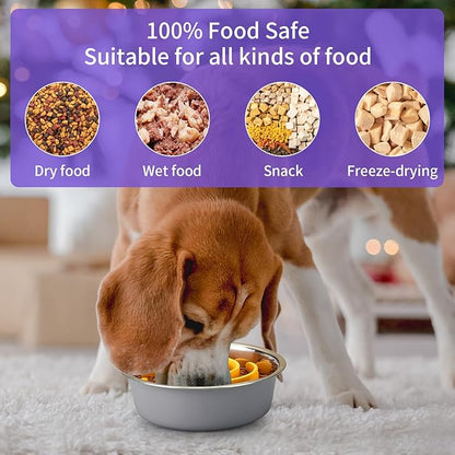 Slow Feeder Dog Bowls Insert, Animire Soft Silicone Slow Eating Dog Food Bowl for Small, Medium and Large Dogs, Compatible with Regular and Elevated Bowls