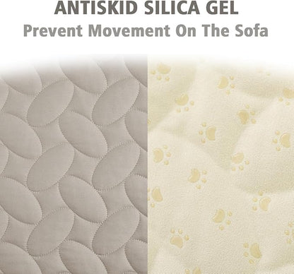 Ameritex Waterproof Pet Bed Cover Anti-Slip Dog Bed Blanket for Sofa and Furniture Waterproof New Pattern Design (Khaki, 82x82 Inch (Pack of 1))