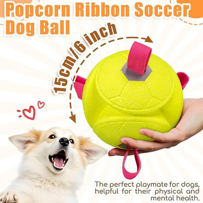 6 Inch Dog Ball Toys Interactive Soccer Ball with Straps for Tug of War Water Pet Toys Gifts for Puppy Birthday Indoor Outdoor for Fetch for Large Medium Dogs