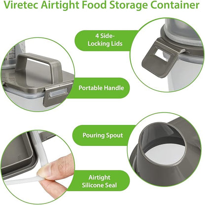 Rice Airtight Storage Container, 3 to 5Lbs Cereal Dry Food Flour Bin, Pet Dog Cat Food Dispenser with Measuring Cup, BPA Free Clear Plastic Kitchen and Pantry Organization Bin for Sugar