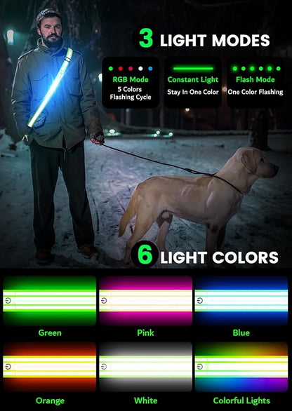 LED Reflective Belt Sash Walking Gear,Safety Lights for Walkers at Night,High Visibility Safety Rechargeable Reflective Running Gear for Men Women Kids Night Dog Walking Gear