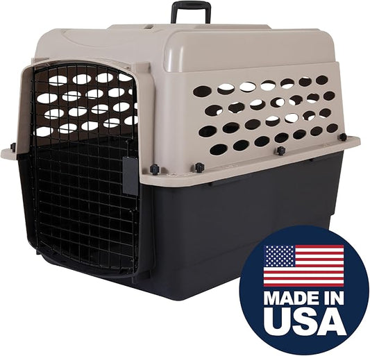 Petmate Vari Dog Kennel - Portable Dog Carriers & Crates for Medium Dogs, Airline-Friendly, Durable Plastic, Pet Carrier For Home and Travel, 28 Inches, Taupe and Black