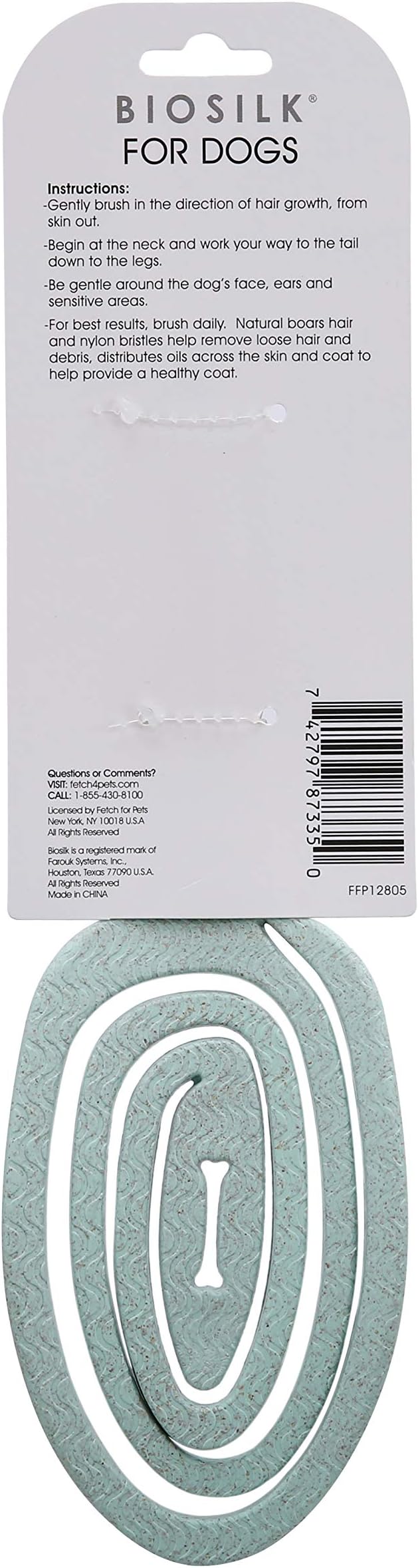 BioSilk for Dogs Eco-Friendly Boar Hair Bristle Brush in Mint Green | Easy to Hold Ergonomic Handle Dog Brush for Shedding | Best Pet Brush for Dog Grooming
