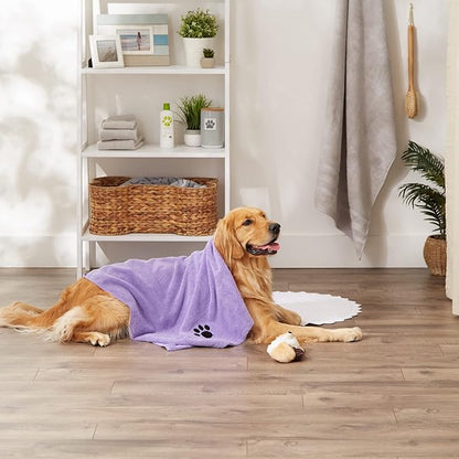 Bone Dry Pet Grooming Microfiber Towel, Embroidered Collection, X-Large,41x23.5, Lavender (Pack of 12)