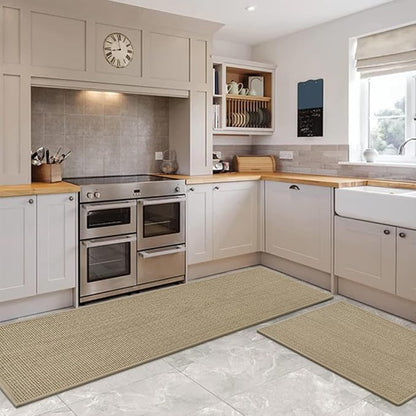 Artoid Mode Washable Non Slip Kitchen Rugs and Mats Set of 2, Rubber Backing Absorbent Kitchen Mats for Floor Front of Sink - 20x32 and 20x48 Inch