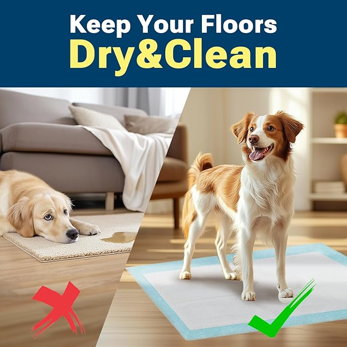 100 Count Super Absorbency Puppy Pads 22"x 22", Leakproof Quick Drying Dog Training Pee Pads, Puppy Pee Pads, Disposable Underpads Changing Pads for Baby, Puppy and Adults