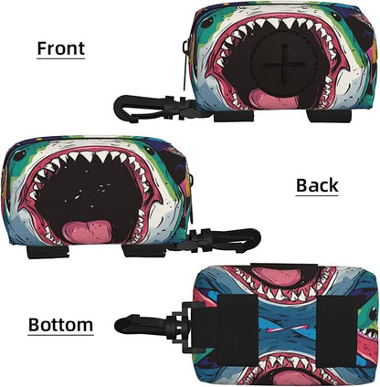 Dog Poop Bag Holder for Leashes - Lightweight Pet Waste Bags Dispenser Doggy Zippered Pouch for Puppy Walking Accessories(Shark Mouth)