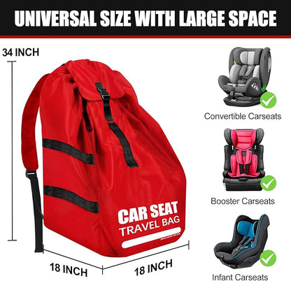 Car Seat Travel Bag for Airplane, Large Car Seat Bags for Air Travel with Comfort Padded Straps, Gate Check Storage Bag/Backpack for Carseat Airport, Carseat Cover Travel - Baby Travel Essential