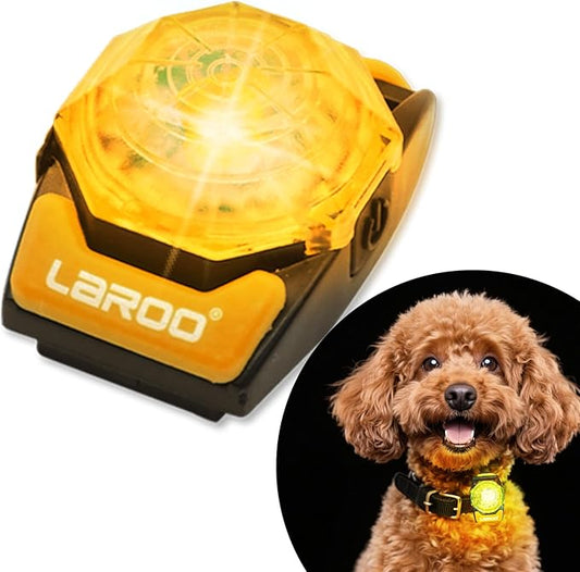 LaRoo Dog Collar Light for Night Walking - USB-C Rechargeable, 13g Ultra Light Waterproof LED Pet Safety Light with 3 Modes, Small Medium Dogs, Anti-Lost Pet Camping Running Essentials(Yellow)