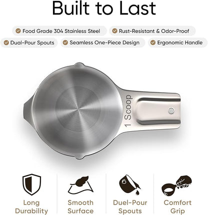 Color Up 1 Cup Pet Food Scoop – Stainless Steel Dog Food Scoop Cup (16 Tbsp) – Heavy-Duty, Rust-Resistant Measuring Scoop for Dogs, Cats, Birds & Rabbits – Ideal for Dry Food & Treats