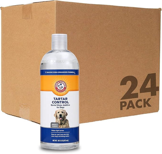 Arm & Hammer Clinical Care Dental Rinse for Adult Dogs, Odorless Flavorless No Taste Water Additive for Dog Dental Care, Helps Reduce Tartar & Freshen Breath, 16 Fl Oz - 24 Pack