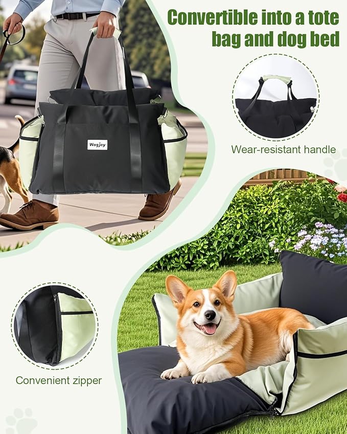 Dog Carseat for Small Dogs – Harness-Compatible Pet Travel Accessory, Portable Travel Bed & Pet Car Carrier Bag, Easy Install, Washable Dog Booster Seat for Small Dogs